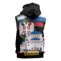 Serbia Statehood Day Sleeveless Zip Hoodie Saint Sava with Serbian Eagle