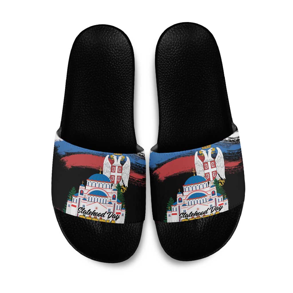 Serbia Statehood Day Slide Sandals Saint Sava with Serbian Eagle