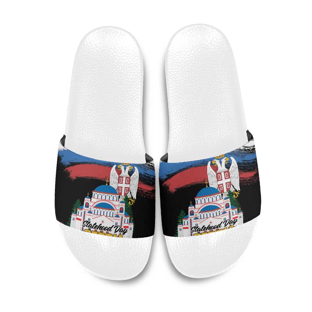 Serbia Statehood Day Slide Sandals Saint Sava with Serbian Eagle