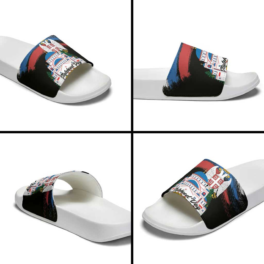 Serbia Statehood Day Slide Sandals Saint Sava with Serbian Eagle
