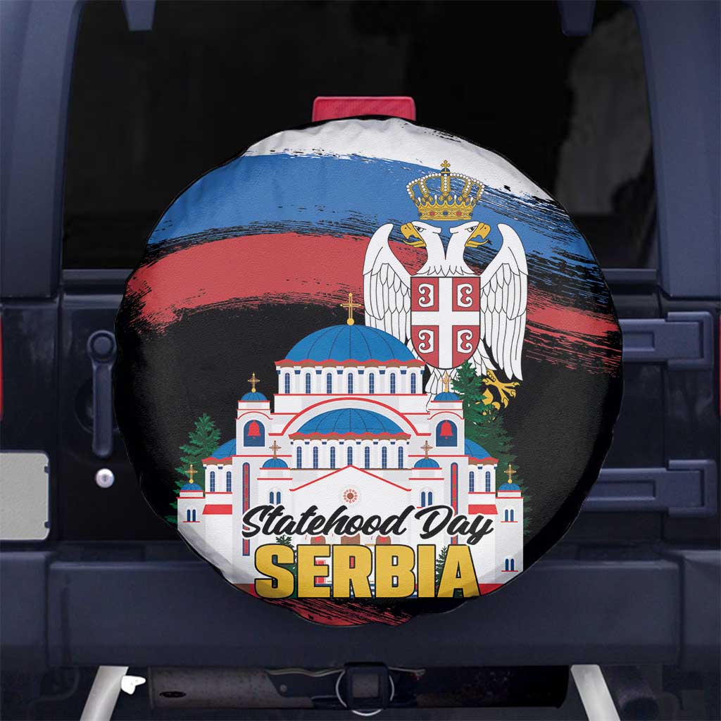 Serbia Statehood Day Spare Tire Cover Saint Sava with Serbian Eagle