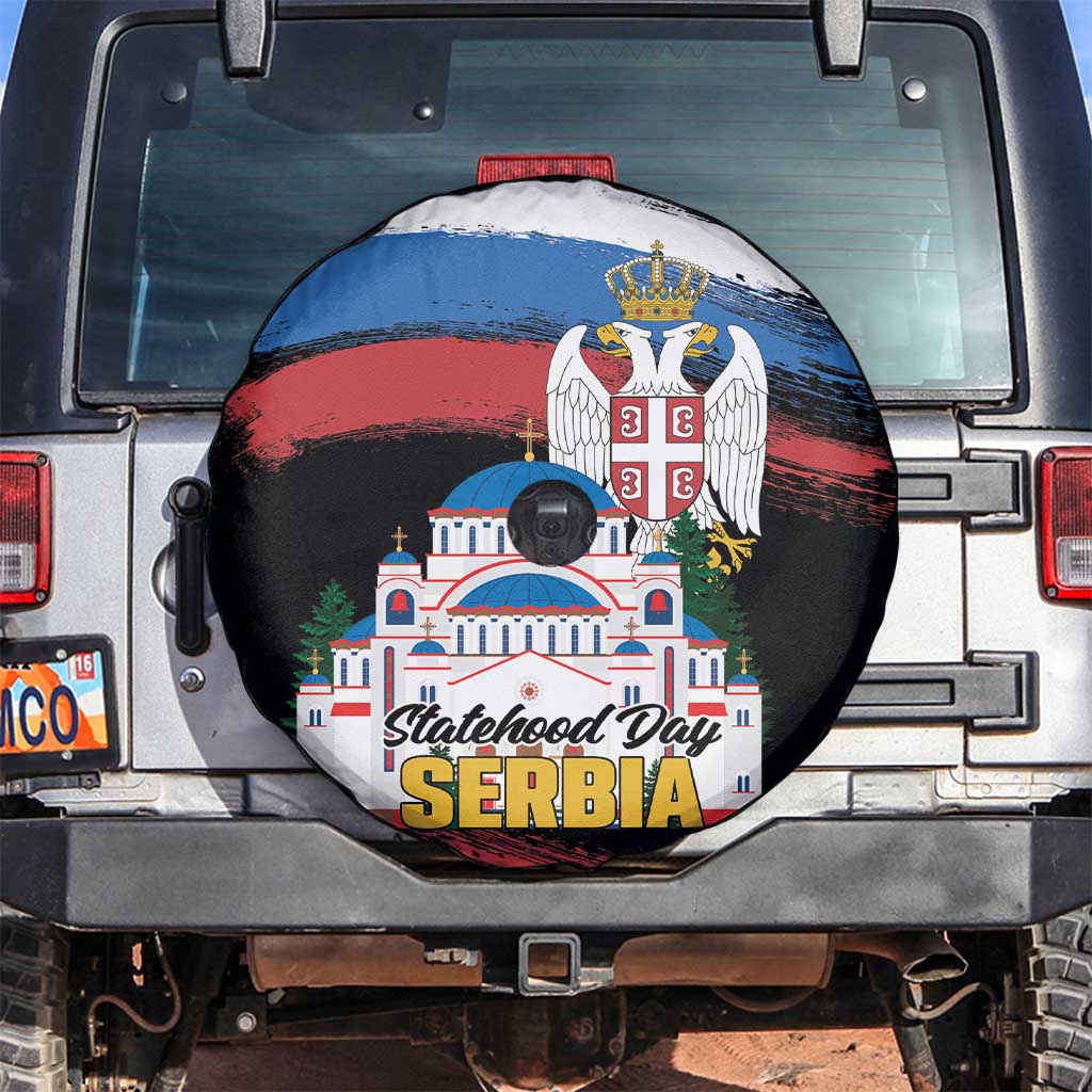 Serbia Statehood Day Spare Tire Cover Saint Sava with Serbian Eagle