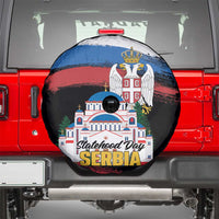 Serbia Statehood Day Spare Tire Cover Saint Sava with Serbian Eagle