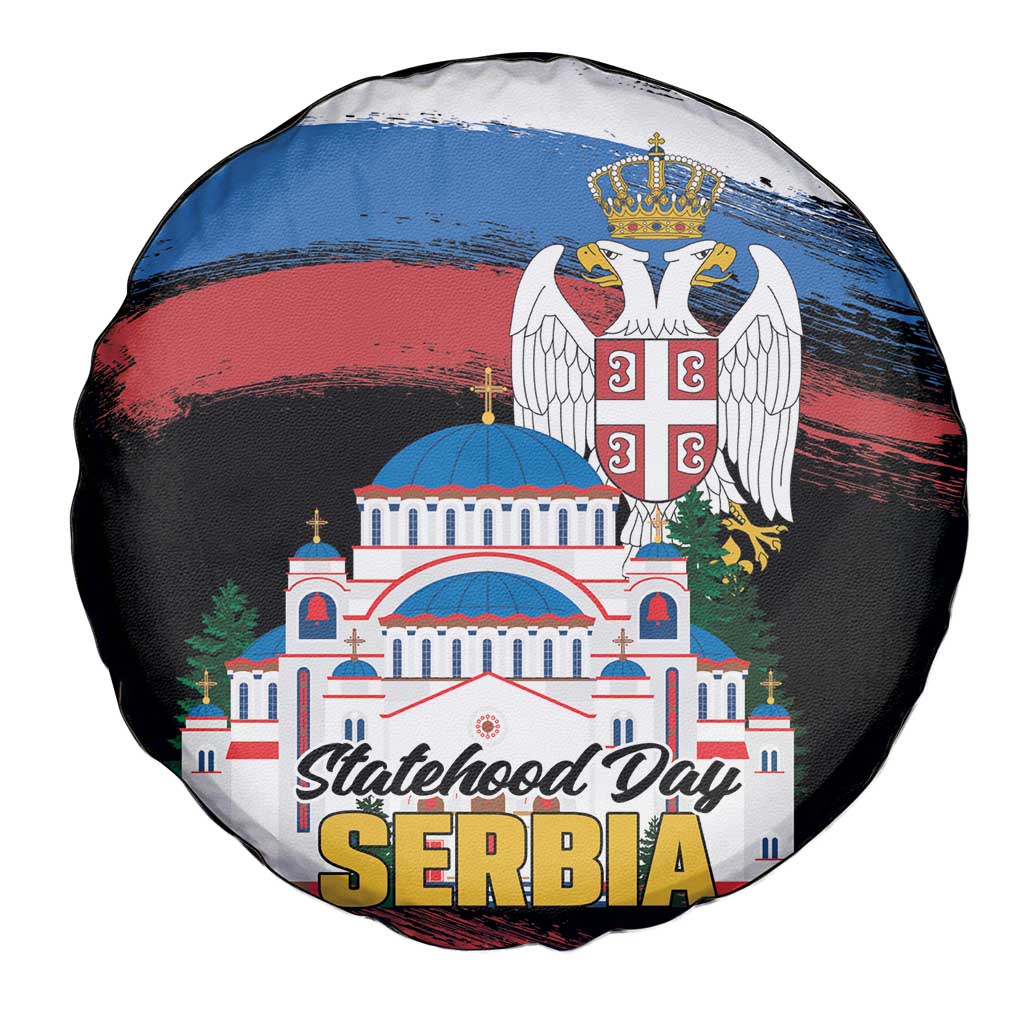 Serbia Statehood Day Spare Tire Cover Saint Sava with Serbian Eagle