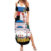 Serbia Statehood Day Summer Maxi Dress Saint Sava with Serbian Eagle