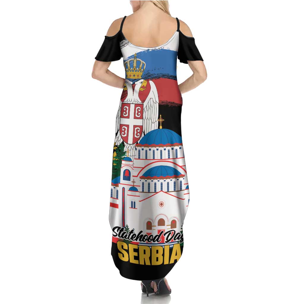 Serbia Statehood Day Summer Maxi Dress Saint Sava with Serbian Eagle