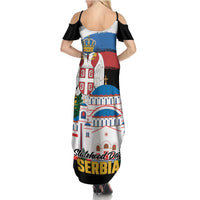 Serbia Statehood Day Summer Maxi Dress Saint Sava with Serbian Eagle