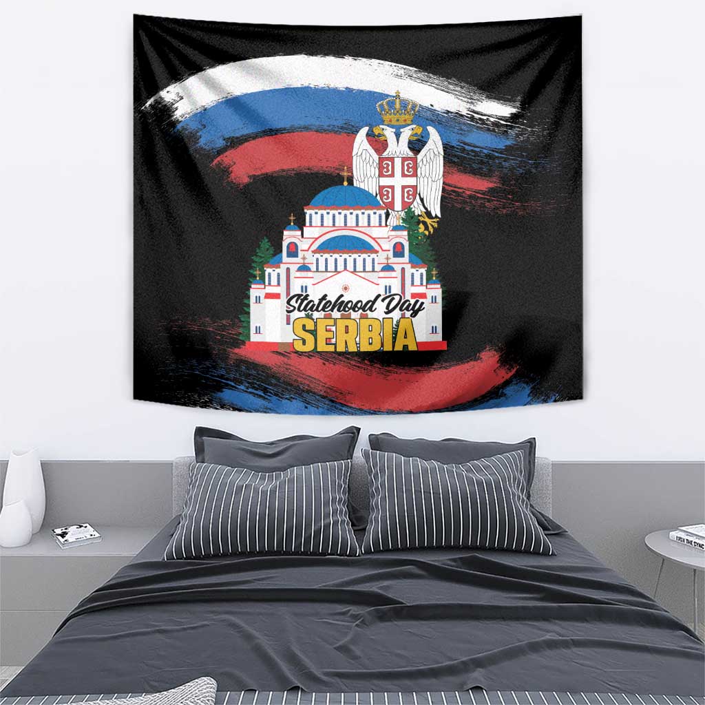 Serbia Statehood Day Tapestry Saint Sava with Serbian Eagle