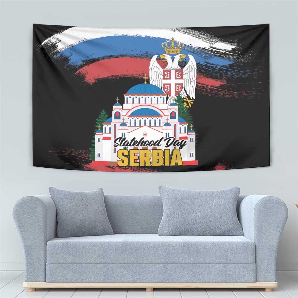 Serbia Statehood Day Tapestry Saint Sava with Serbian Eagle