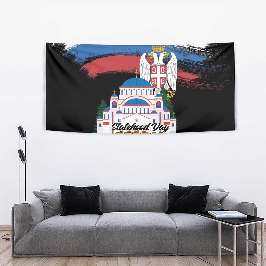 Serbia Statehood Day Tapestry Saint Sava with Serbian Eagle