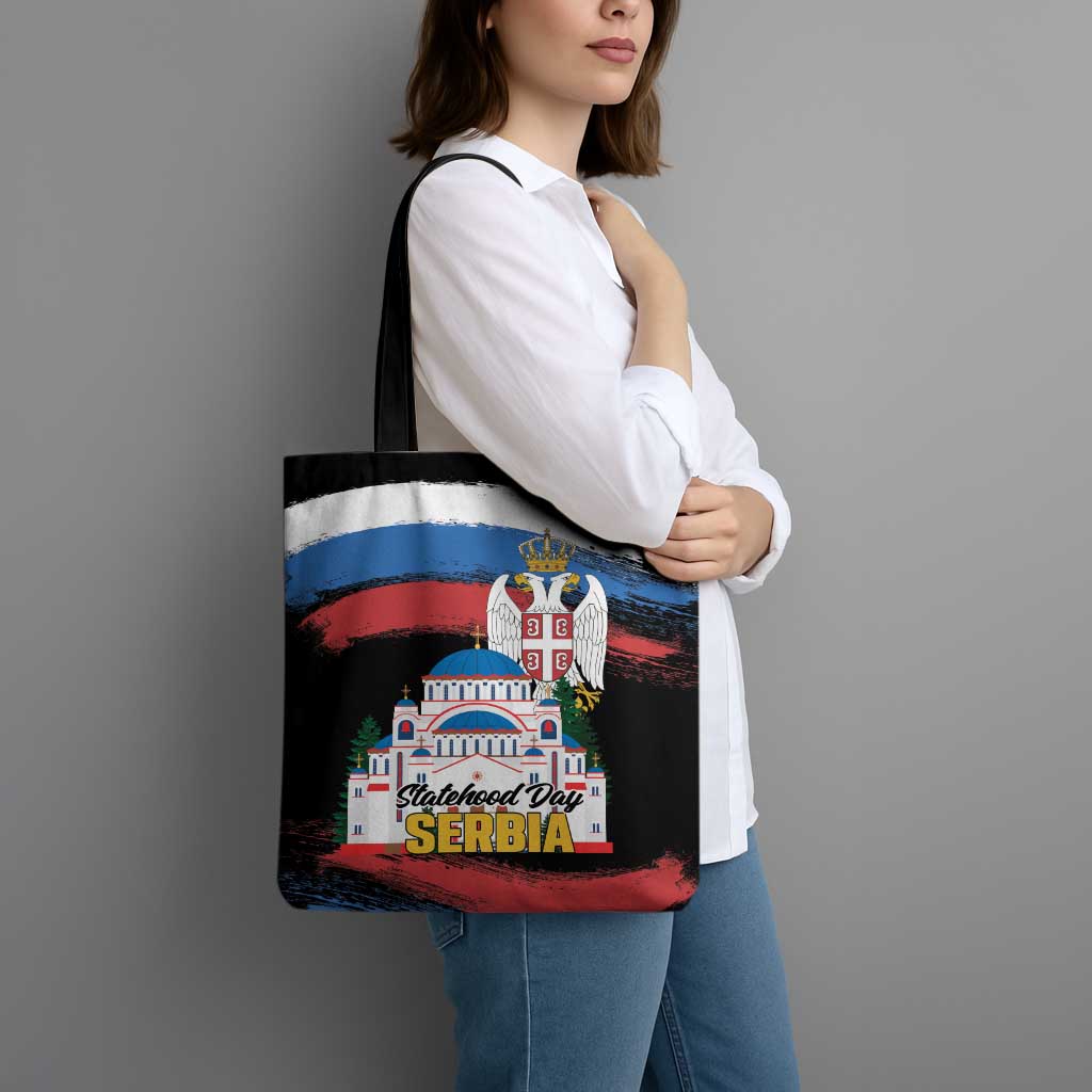 Serbia Statehood Day Tote Bag Saint Sava with Serbian Eagle