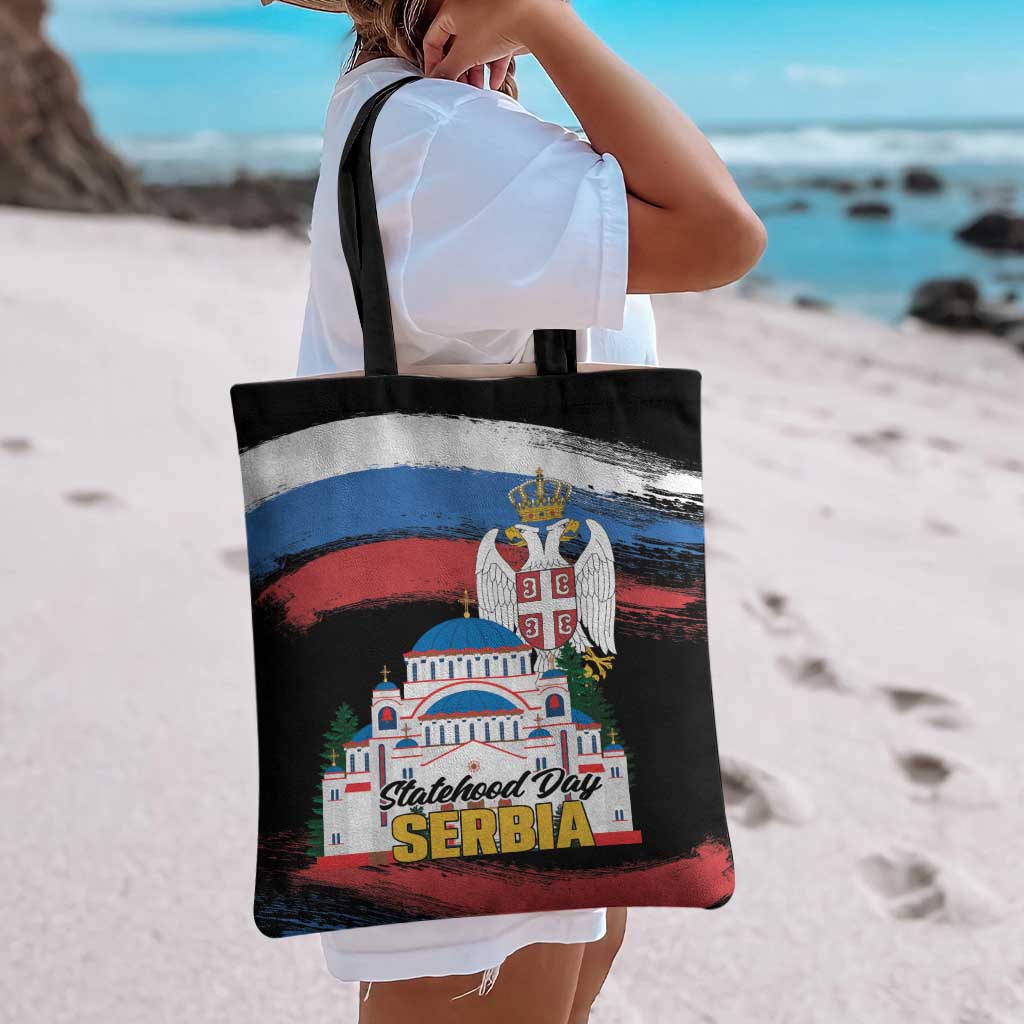 Serbia Statehood Day Tote Bag Saint Sava with Serbian Eagle