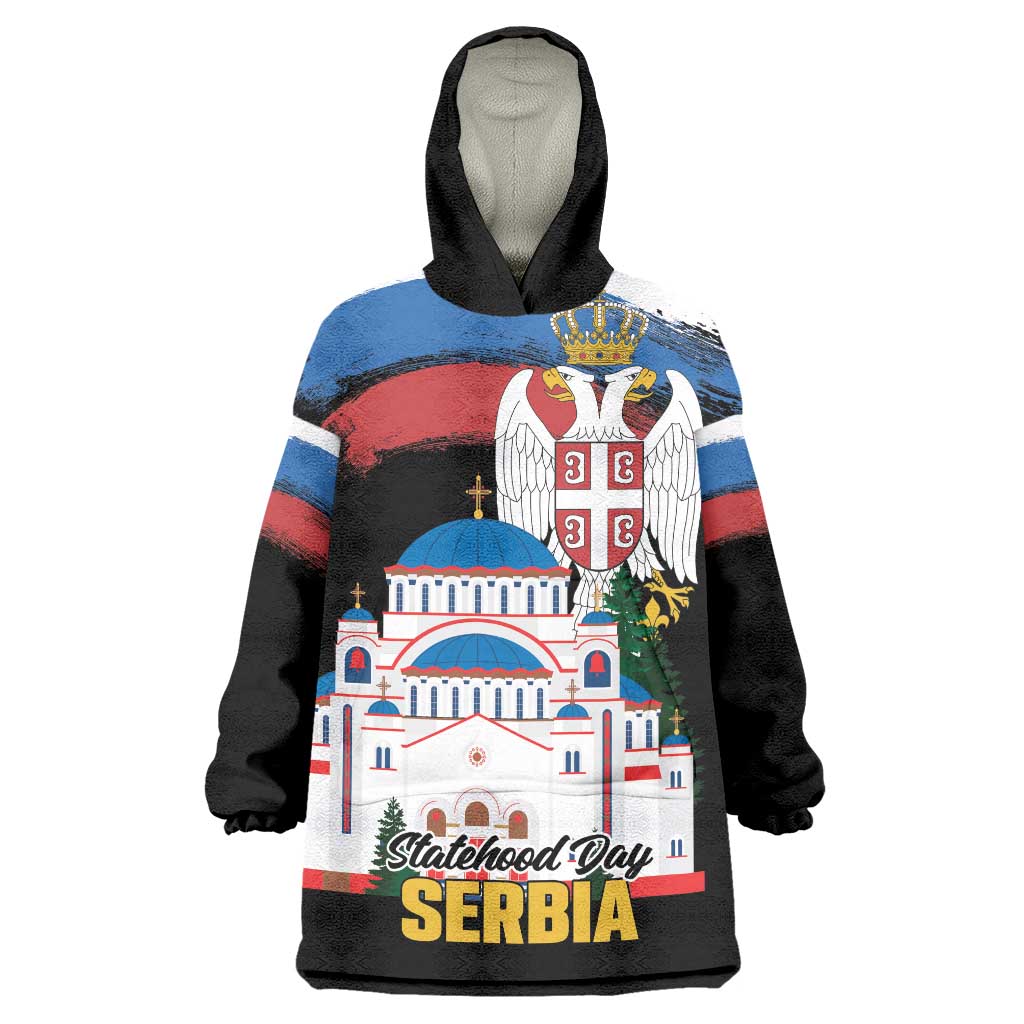 Serbia Statehood Day Wearable Blanket Hoodie Saint Sava with Serbian Eagle