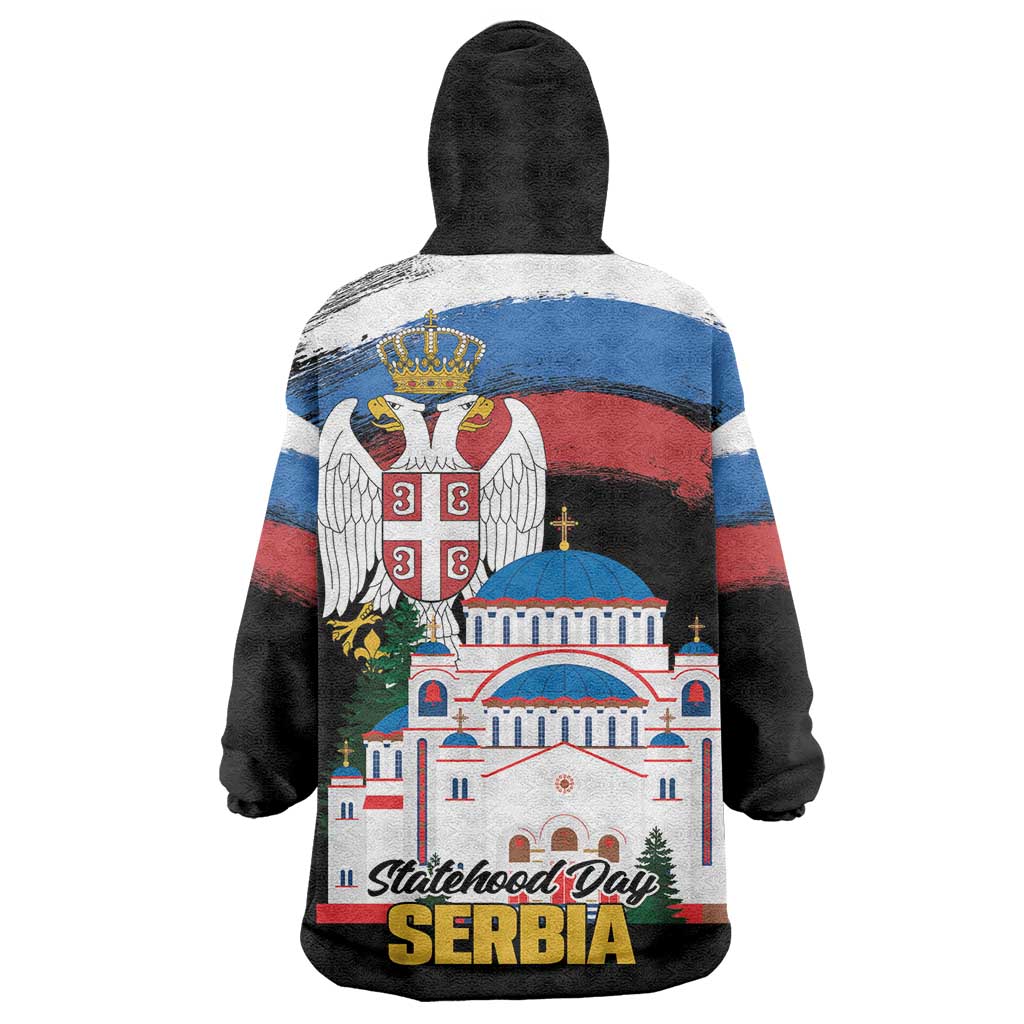 Serbia Statehood Day Wearable Blanket Hoodie Saint Sava with Serbian Eagle