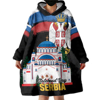 Serbia Statehood Day Wearable Blanket Hoodie Saint Sava with Serbian Eagle