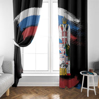 Serbia Statehood Day Window Curtain Saint Sava with Serbian Eagle