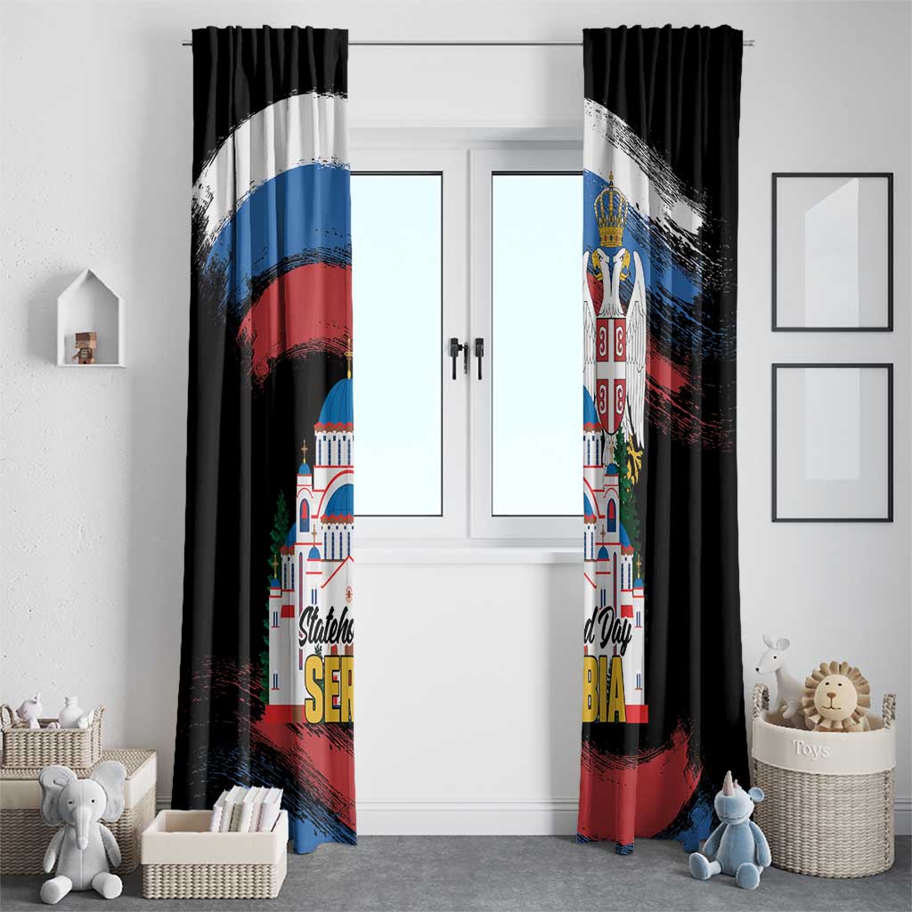 Serbia Statehood Day Window Curtain Saint Sava with Serbian Eagle