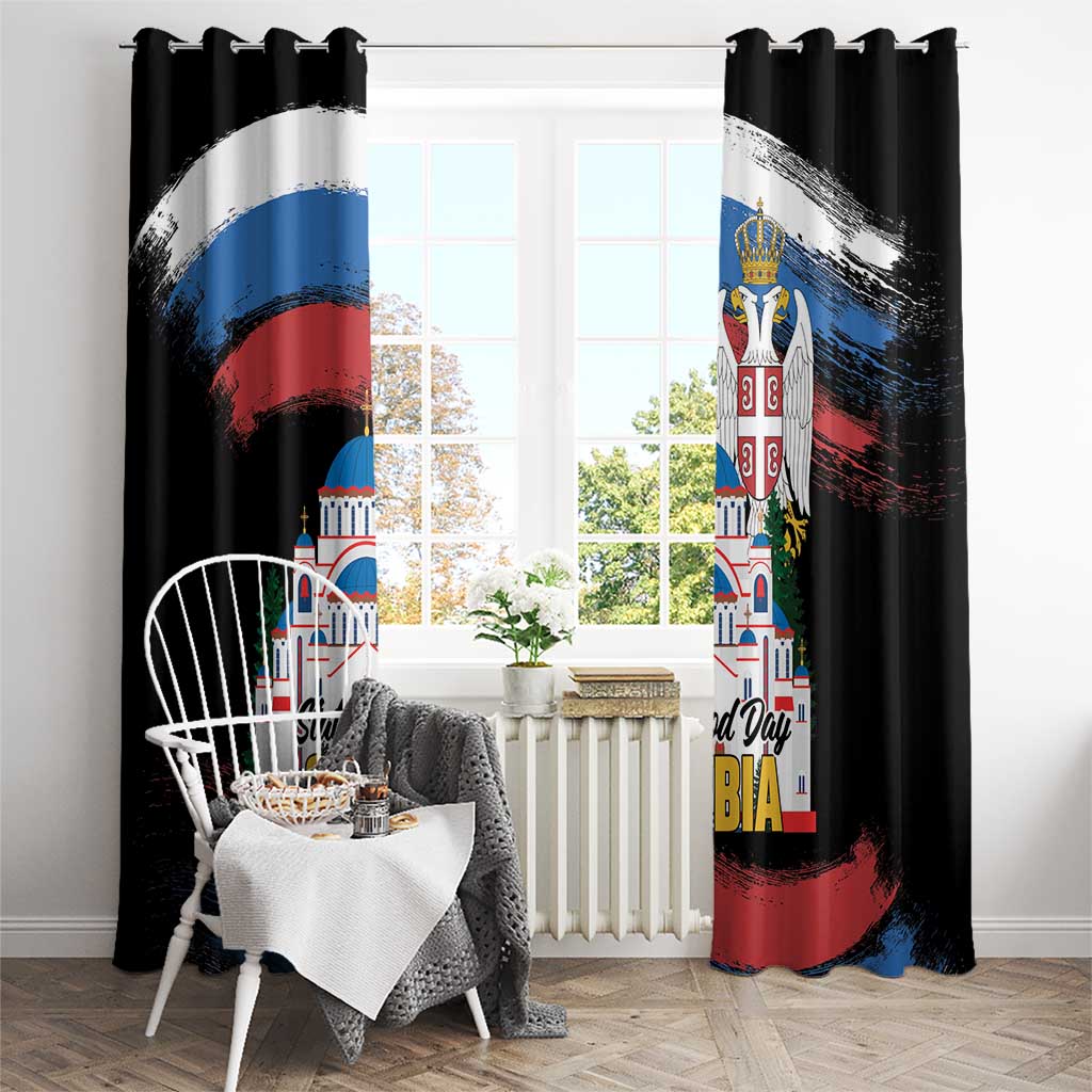 Serbia Statehood Day Window Curtain Saint Sava with Serbian Eagle