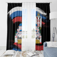 Serbia Statehood Day Window Curtain Saint Sava with Serbian Eagle