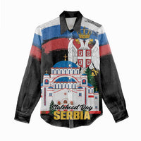 Serbia Statehood Day Women Casual Shirt Saint Sava with Serbian Eagle