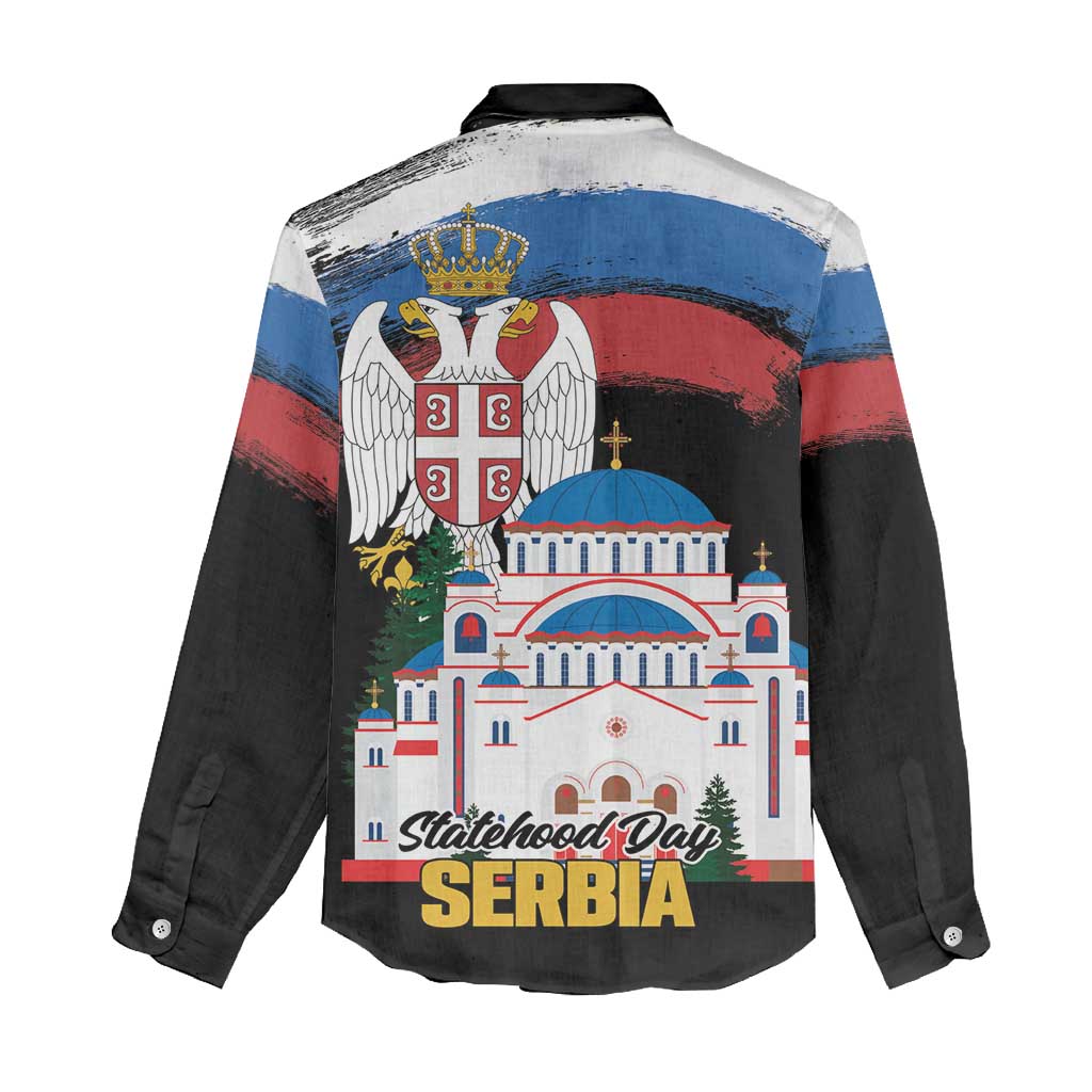 Serbia Statehood Day Women Casual Shirt Saint Sava with Serbian Eagle