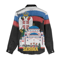 Serbia Statehood Day Women Casual Shirt Saint Sava with Serbian Eagle