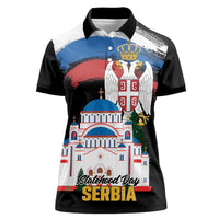 Serbia Statehood Day Women Polo Shirt Saint Sava with Serbian Eagle