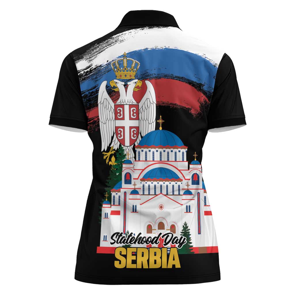 Serbia Statehood Day Women Polo Shirt Saint Sava with Serbian Eagle