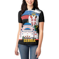 Serbia Statehood Day Women Polo Shirt Saint Sava with Serbian Eagle