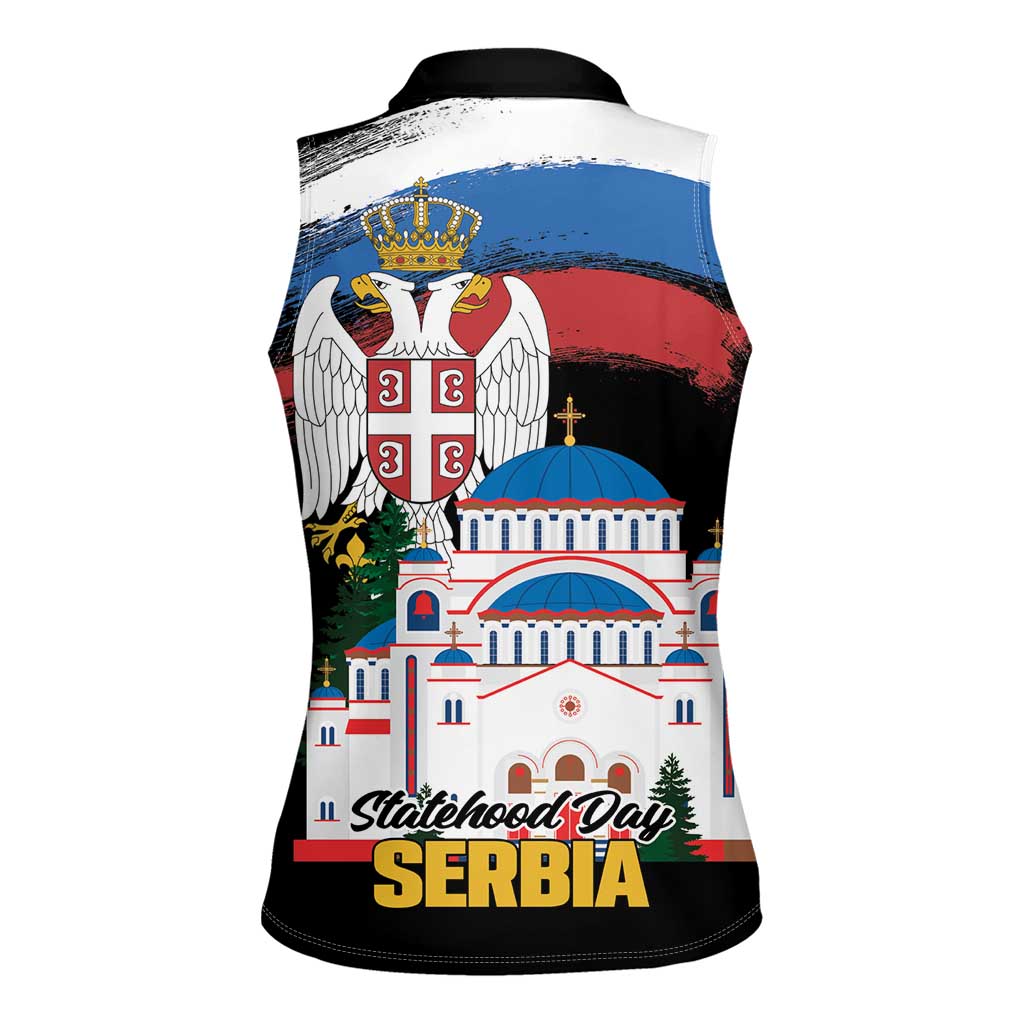 Serbia Statehood Day Women Sleeveless Polo Shirt Saint Sava with Serbian Eagle