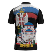 Serbia Statehood Day Zipper Polo Shirt Saint Sava with Serbian Eagle