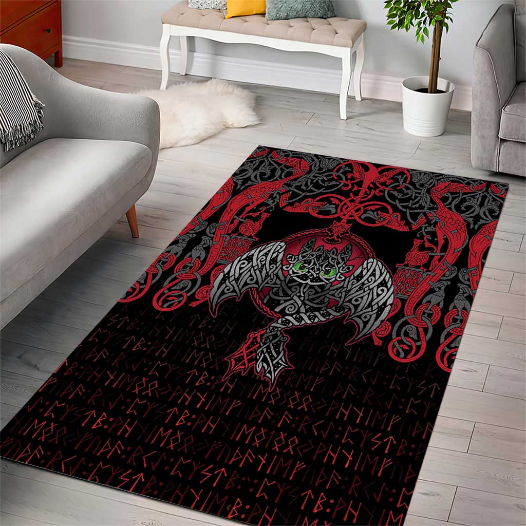 Black Dragon Vikings Area Rug - Wonder Print Shop