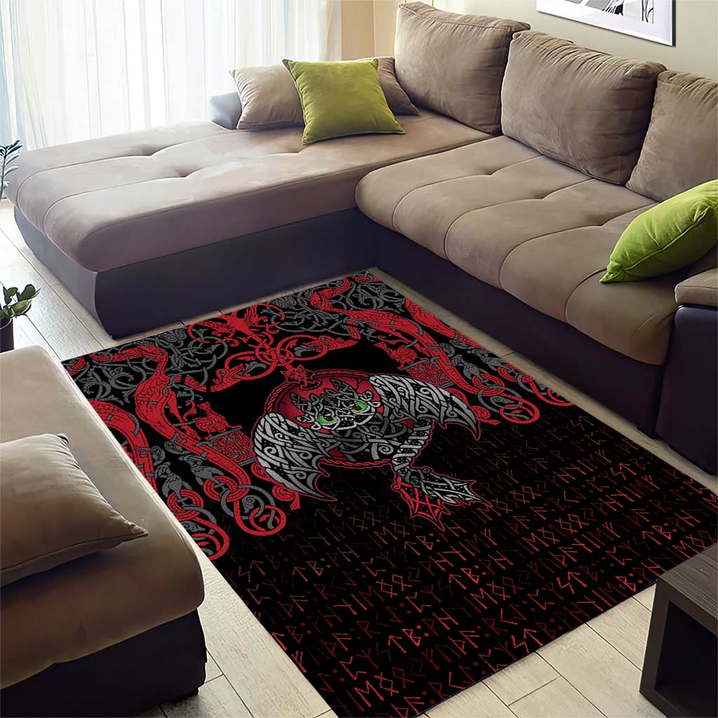 Black Dragon Vikings Area Rug - Wonder Print Shop
