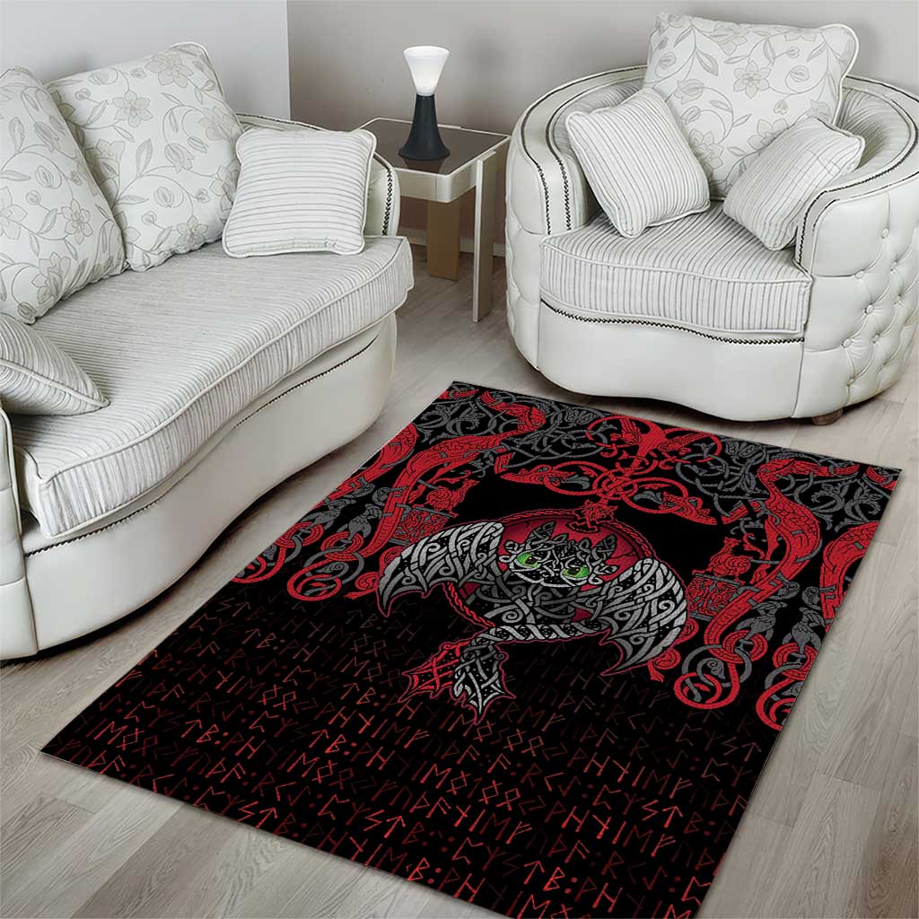 Black Dragon Vikings Area Rug - Wonder Print Shop