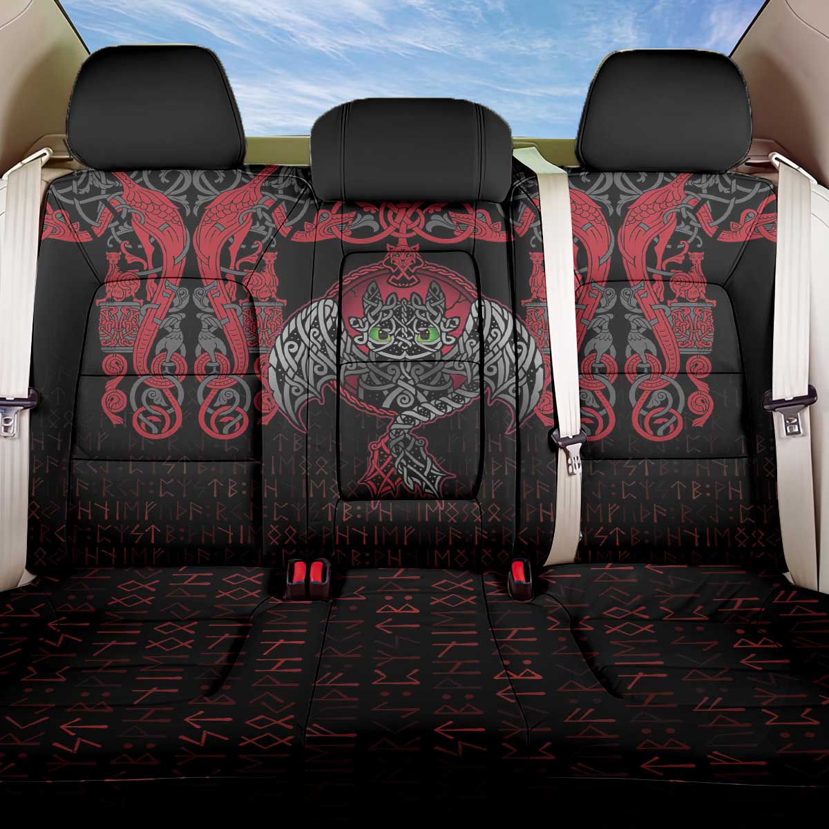 Black Dragon Vikings Back Car Seat Cover - Wonder Print Shop
