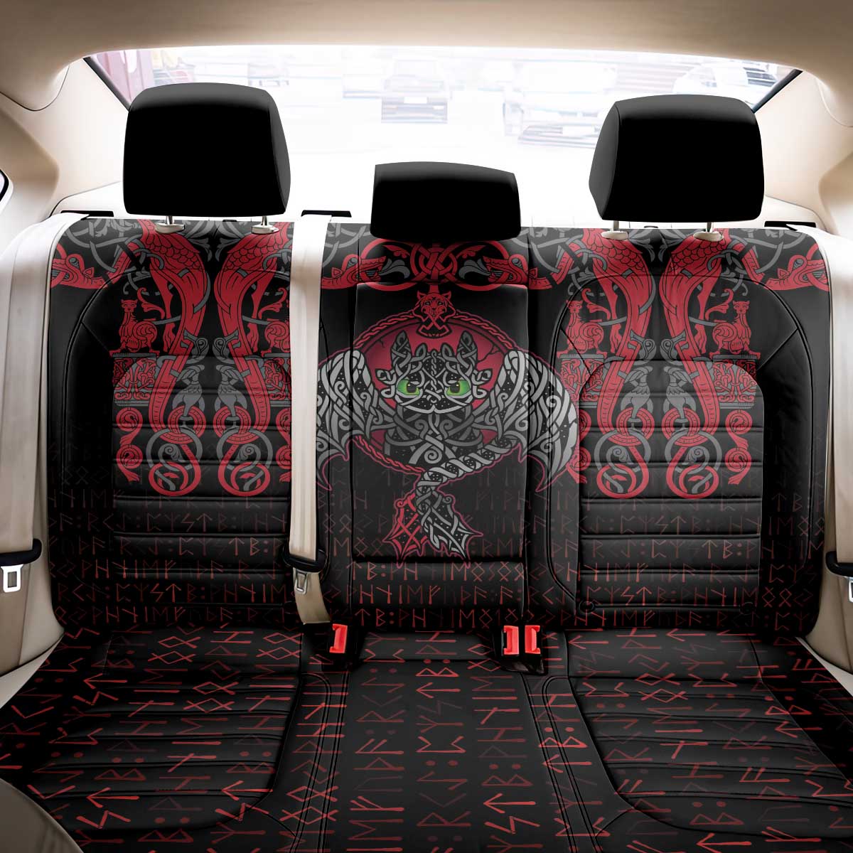 Black Dragon Vikings Back Car Seat Cover - Wonder Print Shop