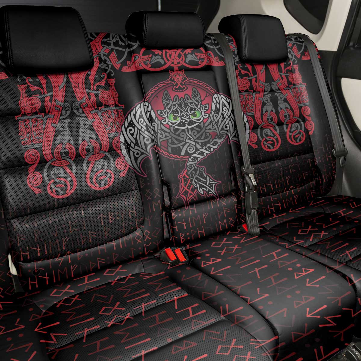 Black Dragon Vikings Back Car Seat Cover - Wonder Print Shop