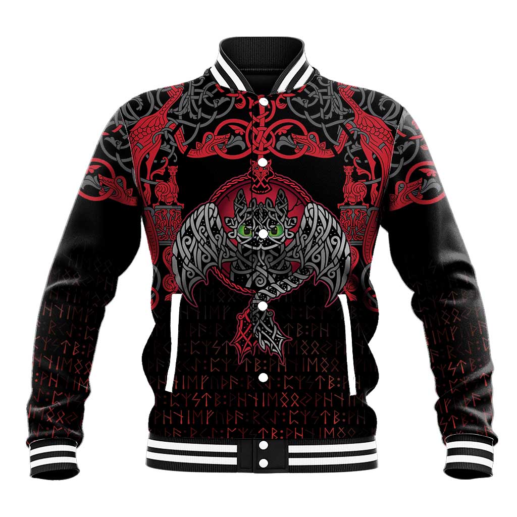 Black Dragon Vikings Baseball Jacket - Wonder Print Shop