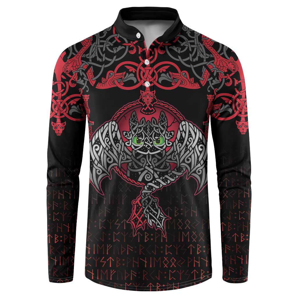 Black Dragon Vikings Button Sweatshirt - Wonder Print Shop