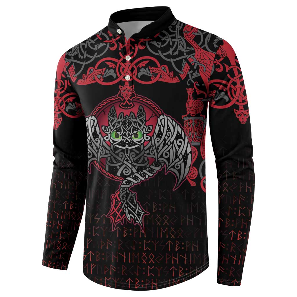 Black Dragon Vikings Button Sweatshirt - Wonder Print Shop