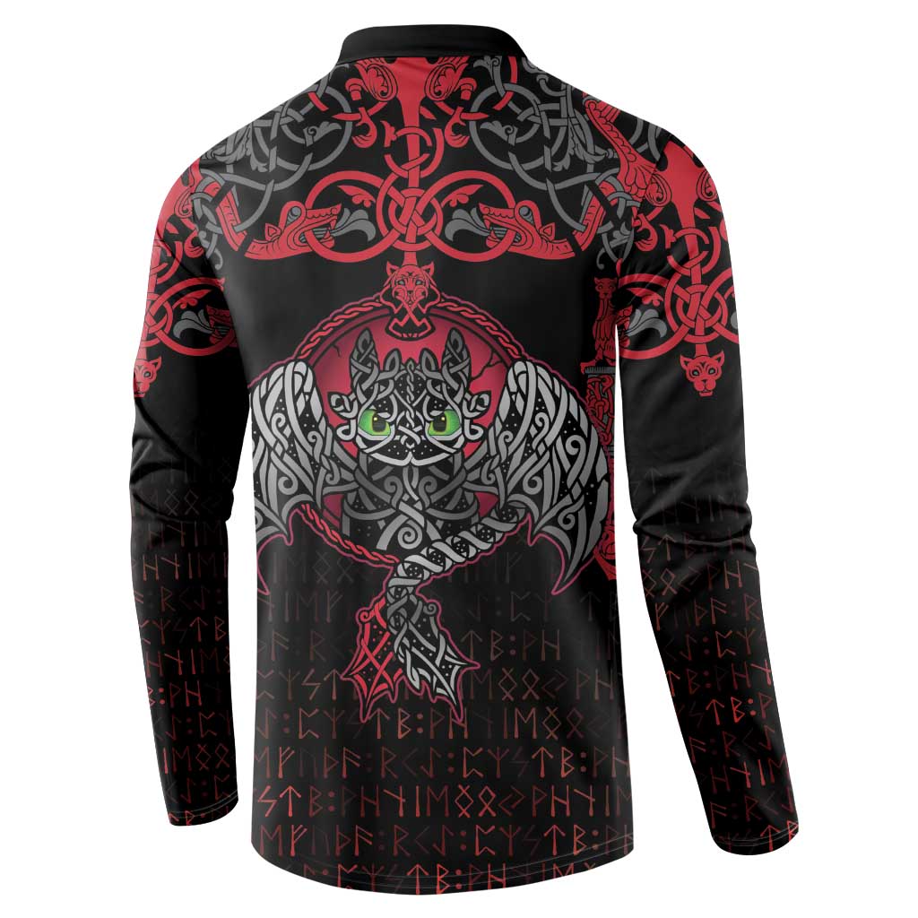 Black Dragon Vikings Button Sweatshirt - Wonder Print Shop