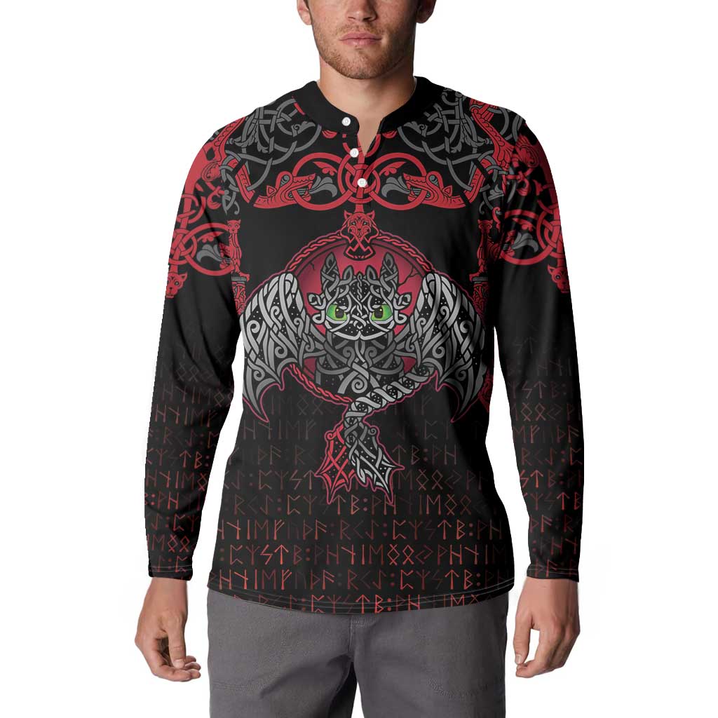 Black Dragon Vikings Button Sweatshirt - Wonder Print Shop