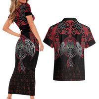 Black Dragon Vikings Couples Matching Short Sleeve Bodycon Dress and Hawaiian Shirt - Wonder Print Shop