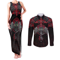 Black Dragon Vikings Couples Matching Tank Maxi Dress and Long Sleeve Button Shirt - Wonder Print Shop