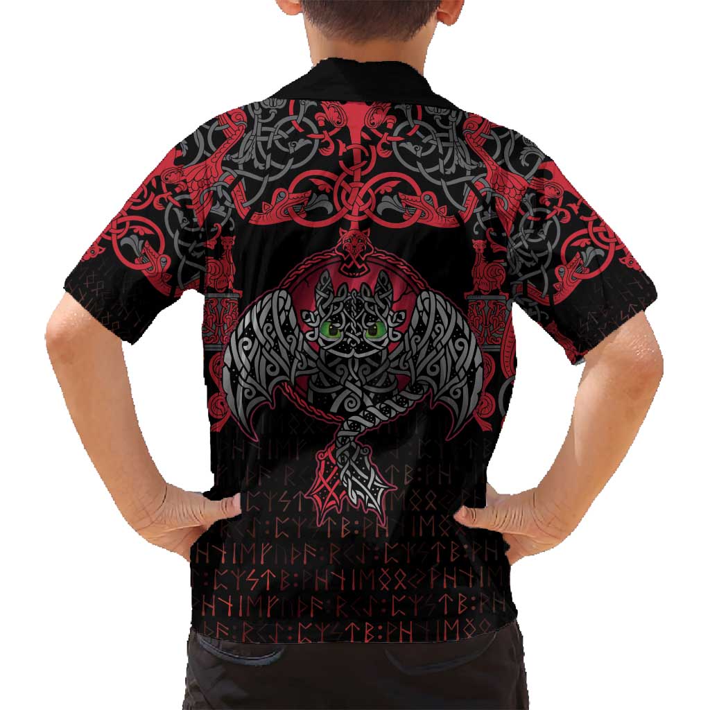 Black Dragon Vikings Family Matching Long Sleeve Bodycon Dress and Hawaiian Shirt - Wonder Print Shop
