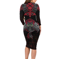 Black Dragon Vikings Family Matching Long Sleeve Bodycon Dress and Hawaiian Shirt - Wonder Print Shop