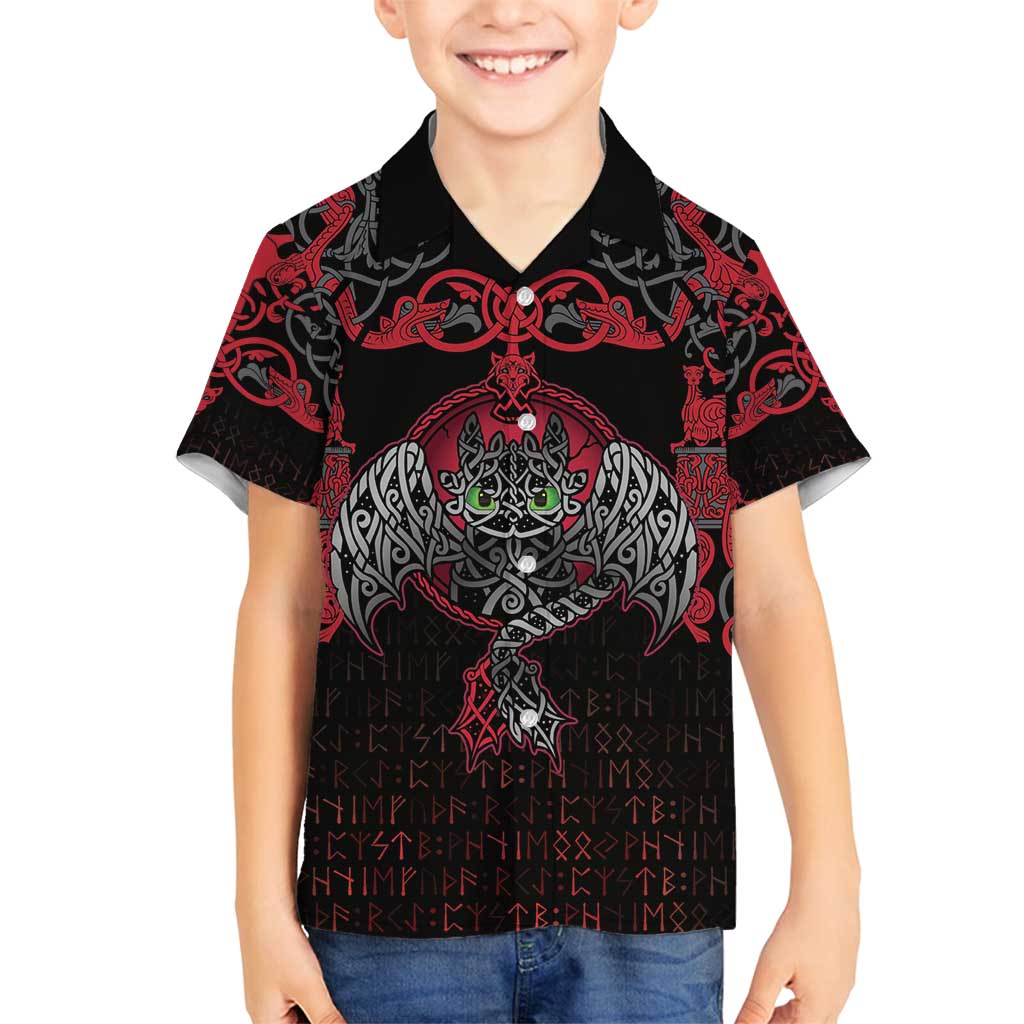 Black Dragon Vikings Family Matching Long Sleeve Bodycon Dress and Hawaiian Shirt - Wonder Print Shop
