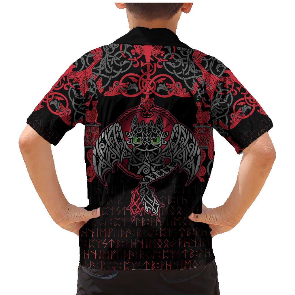 Black Dragon Vikings Family Matching Mermaid Dress and Hawaiian Shirt - Wonder Print Shop