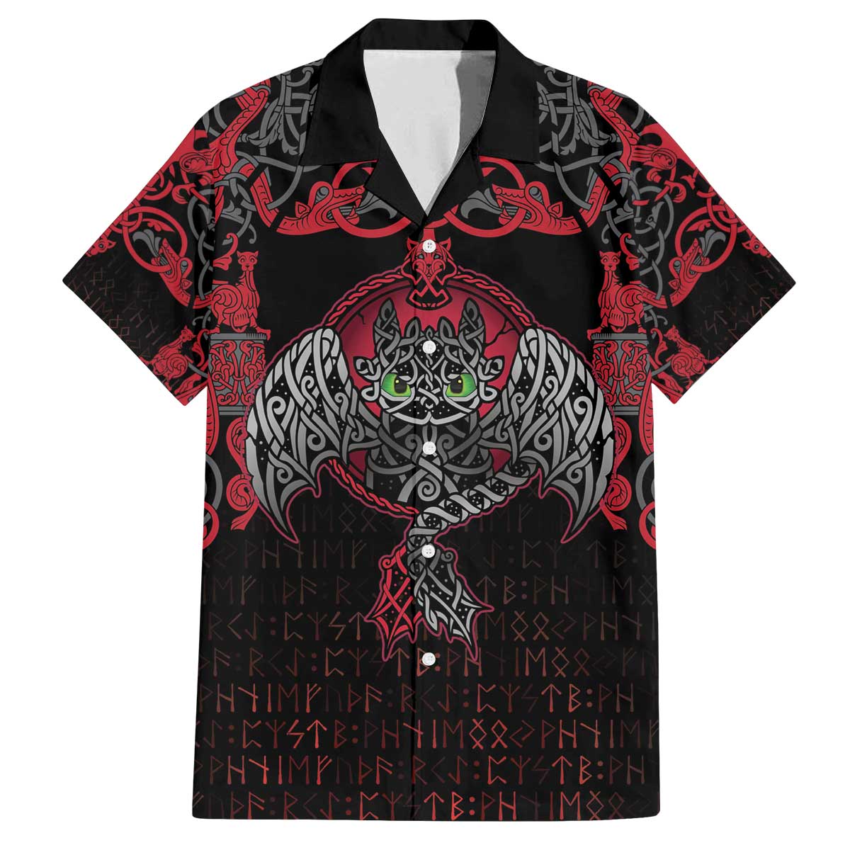 Black Dragon Vikings Family Matching Off The Shoulder Long Sleeve Dress and Hawaiian Shirt - Wonder Print Shop