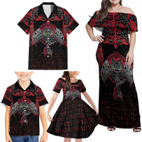 Black Dragon Vikings Family Matching Off Shoulder Maxi Dress and Hawaiian Shirt - Wonder Print Shop